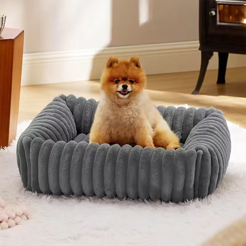 square plush pet bed