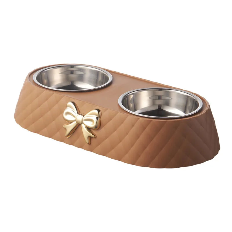 bow-tie double pet food & water bowl