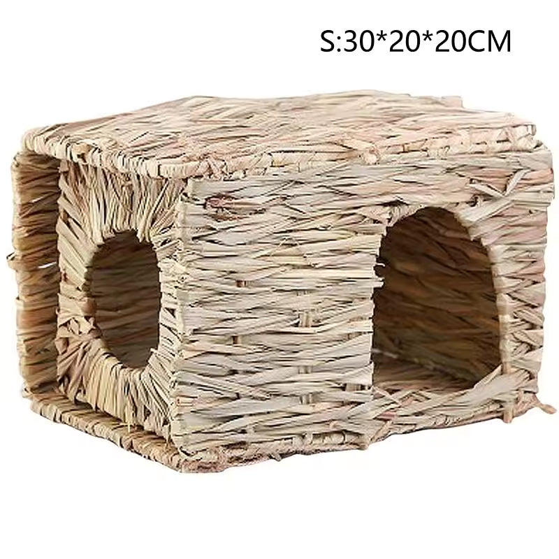 foldable woven grass house & chew mat