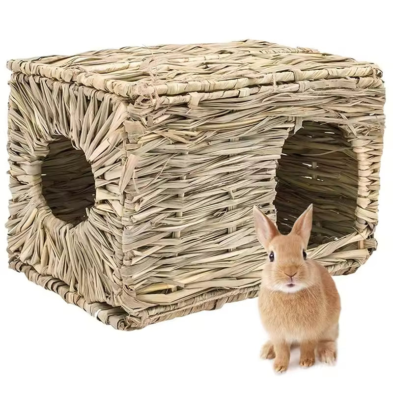 foldable woven grass house & chew mat