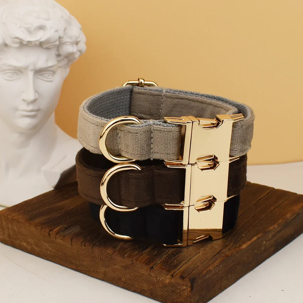 luxury personalised dog collar, harness & leash set