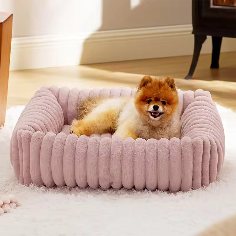 square plush pet bed