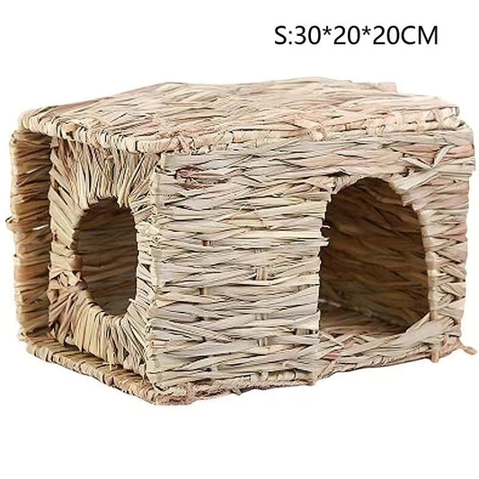 Foldable Woven Grass House & Chew Mat