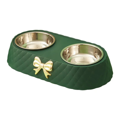Bow-Tie Double Pet Food & Water Bowl