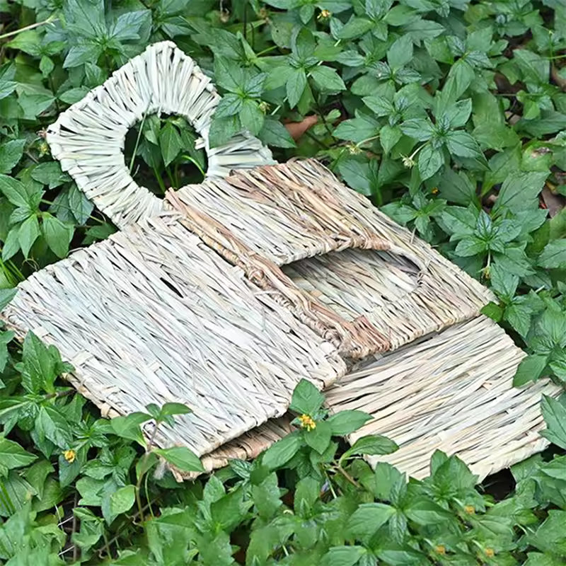 foldable woven grass house & chew mat