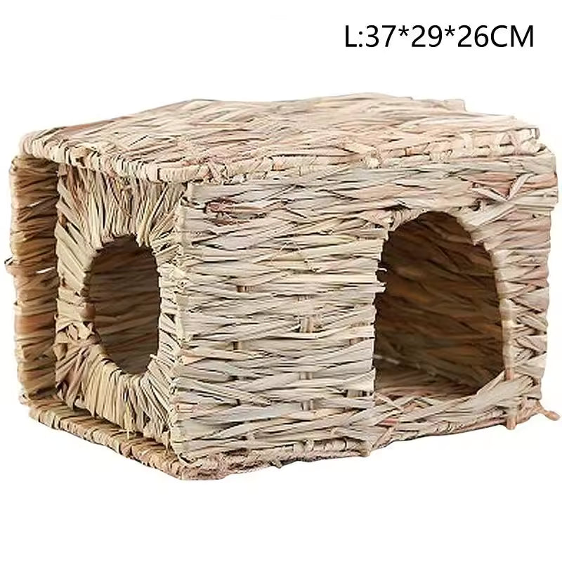 foldable woven grass house & chew mat