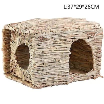 Foldable Woven Grass House & Chew Mat