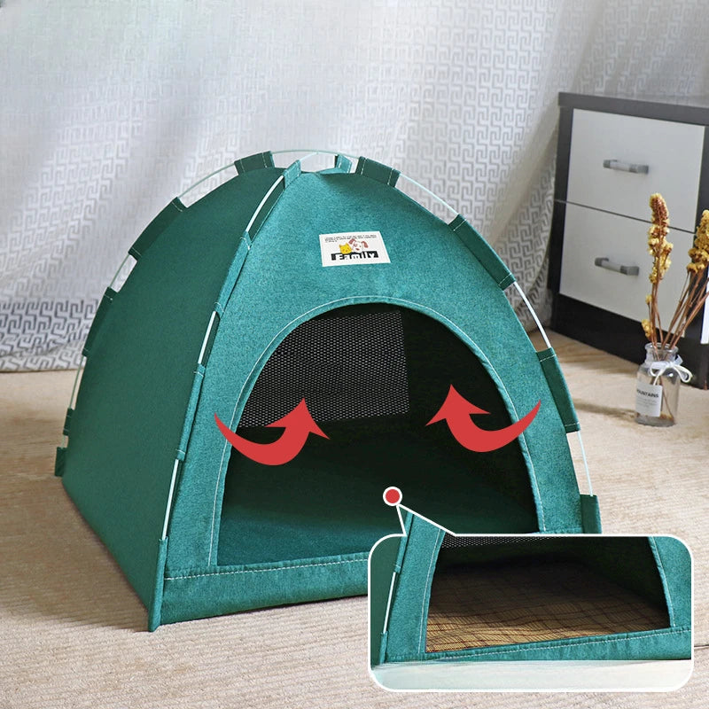 foldable pet tent with mat