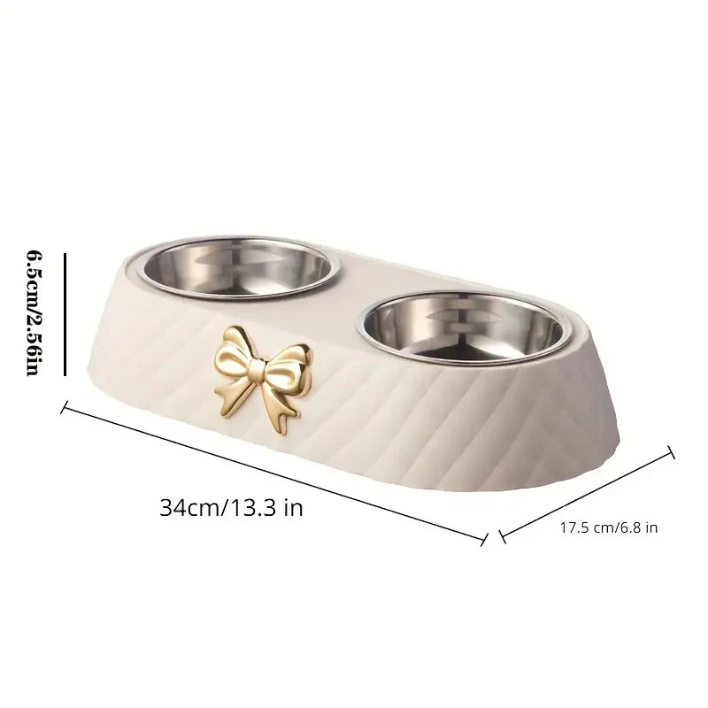 bow-tie double pet food & water bowl