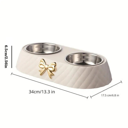 Bow-Tie Double Pet Food & Water Bowl