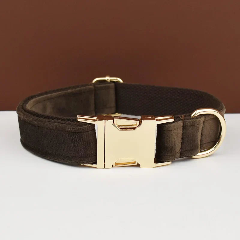 luxury personalised dog collar, harness & leash set