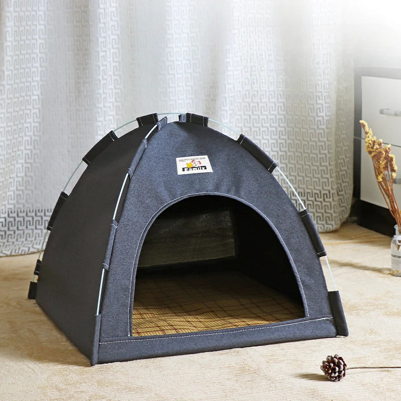 foldable pet tent with mat